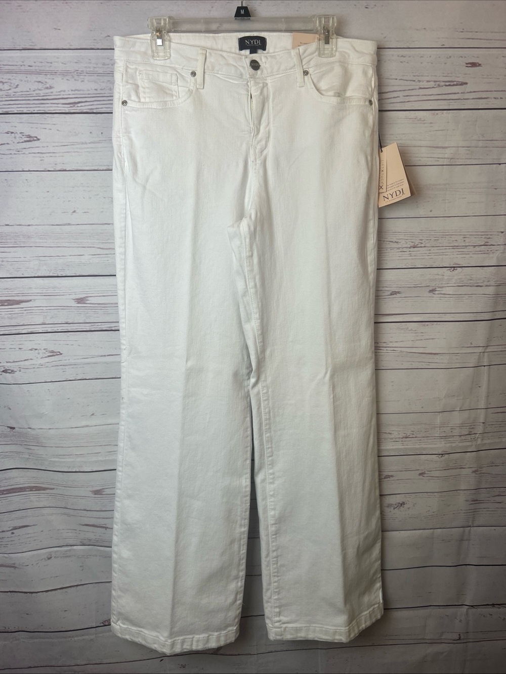 NYDJ Wide Leg Trouser Liftxtuck Technology Jeans Optic White Size 12 NWT